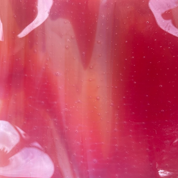 Fused Glass Pink, Red, and White Swirl Trinket Dish Tealight Holder Catchall - Picture 10 of 13